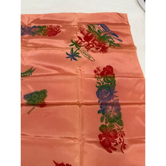 Vintage Hawaiian Islands Map Satin Tablecloth 39x40 + 4 Napkins Deadstock - Picture 12 of 16